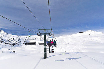 Fototapeta na wymiar Ski lift line at a ski resort