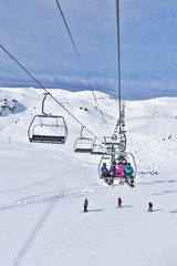 Fototapeta na wymiar Ski lift line at a ski resort