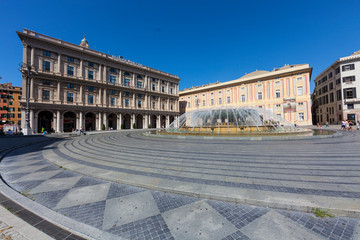Obraz premium Palazzo Ducale, Piazza de Ferrari with fountain, Genoa, Liguria, Italy, Europe