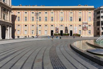 Obraz premium Palazzo Ducale, Piazza de Ferrari with fountain, Genoa, Liguria, Italy, Europe