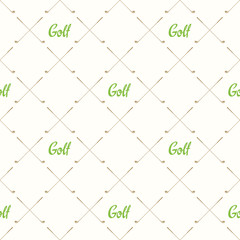 Seamless golf pattern. Vector set of hand-drawn sports equipment. Illustration in sketch style on white background.