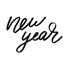 Vector illustration. Hand drawn elegant modern brush lettering of Happy New Year 2017 isolated on white background.