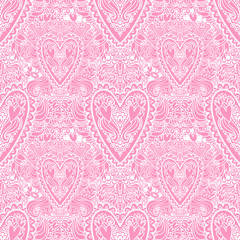 The doodle hearts pattern with different elements