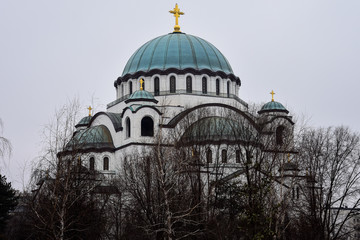 Fototapeta na wymiar Church of Saint Sava (Hram svetog Save). Orthodox Temple in Belgrade, Serbia