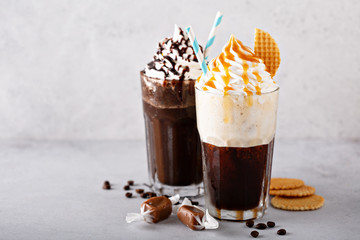 Coffee cocktails with whipped cream