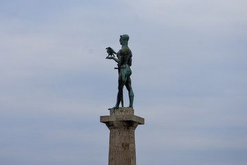 The Victor (Pobednik) a monument in the Upper Town of the Belgrade Fortress. Kalemegdan Park. Belgrade, Serbia