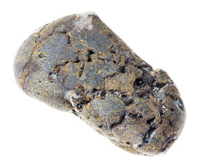 tumbled Sphalerite stone with Galena on white