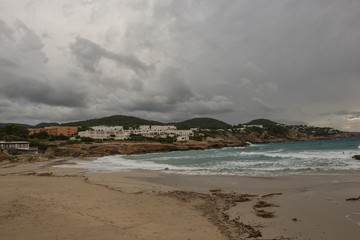Cove in San Antonio de Ibiza a cloudy day