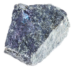 rough bornite (peacock ore) rock on white