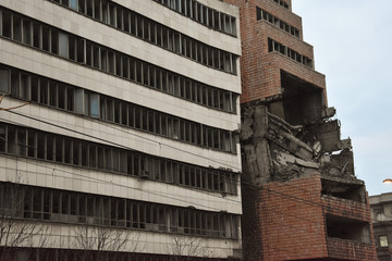NATO Bombing scars in Belgrade, Serbia.
