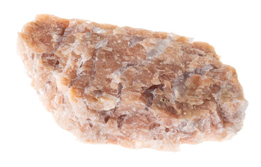 rough pink Pegmatite stone on white