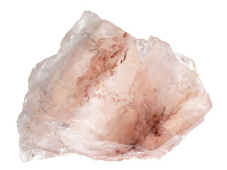 raw crystal of rose quartz on white - obrazy, fototapety, plakaty