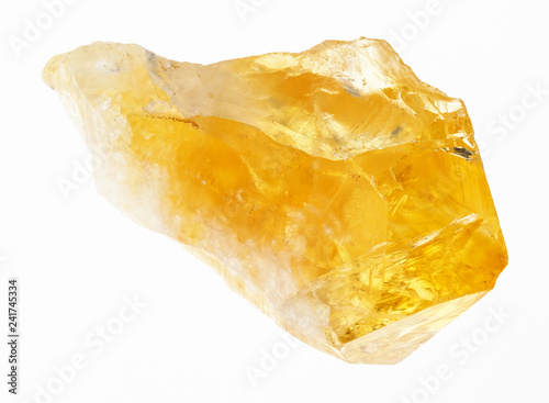 Fotobehang Crystal Of Citrine Yellow Quartz On White Fotobehang Ekaterina