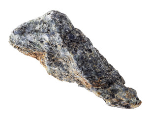 raw biotite nepheline syenite rock on white