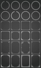Big vector set of decorative rectangle, square, round frames and borders