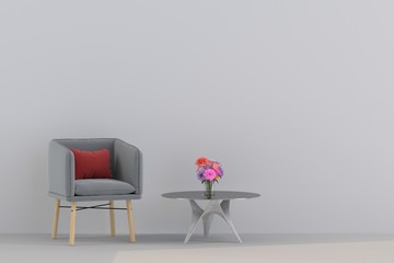 modern sofa in  living room. Minimal style concept. pastel color style. 3D render