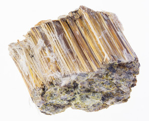 raw brown Asbestos stone on white
