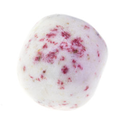 red cinnabar in tumbled dolomite stone on white