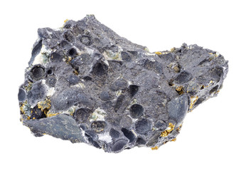 magnetite and hematite in pisolite rock on white