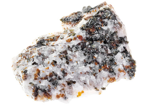 chondrodite and diopside crystals in calcite rock