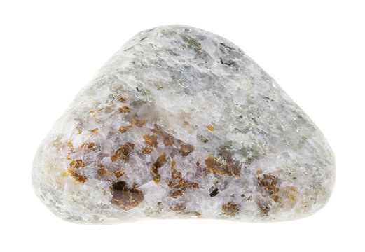 chondrodite in polished calcite stone on white