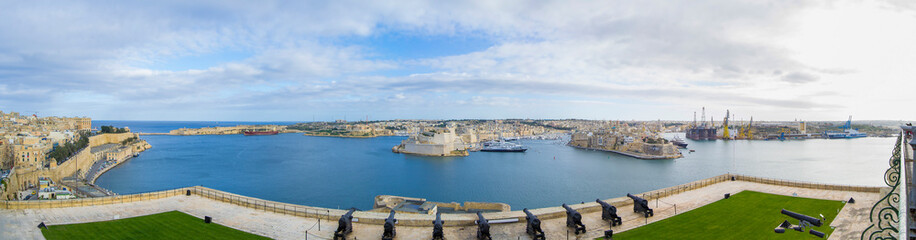 Valletta Malta saluting battery city panorama