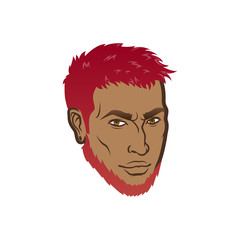 Vector bearded men face with dark skin profile hipster head with haircuts, mustaches and beards. For Silhouettes or avatars, emblems and icons, labels