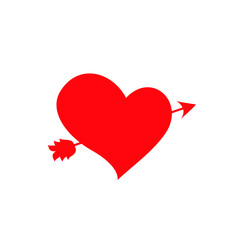 red   heart pierced with arrow on white background.