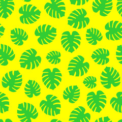 Summer seamless vector pattern with monstera leaves