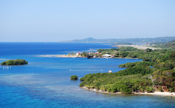 The view of Roatan Island in Honduras