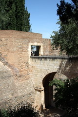 The ancient walls of the Alcazaba fortress in the Alhambra. Granada