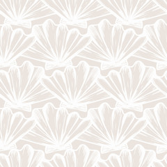Vector seamless nautical pattern with hand drawn striped shells - 241748721