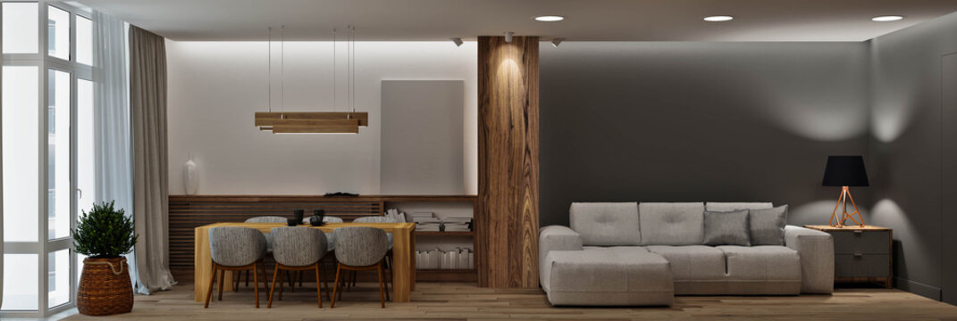 Loft modern interior . Modern apartment house style