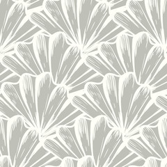 Vector seamless nautical pattern with hand drawn striped shells - 241749159