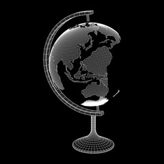 Globus school concept. Wireframe low poly mesh vector illustration