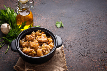 Braised cabbage with a meat