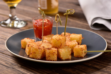 Tapioca squares and pepper jelly