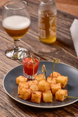 Tapioca squares and pepper jelly