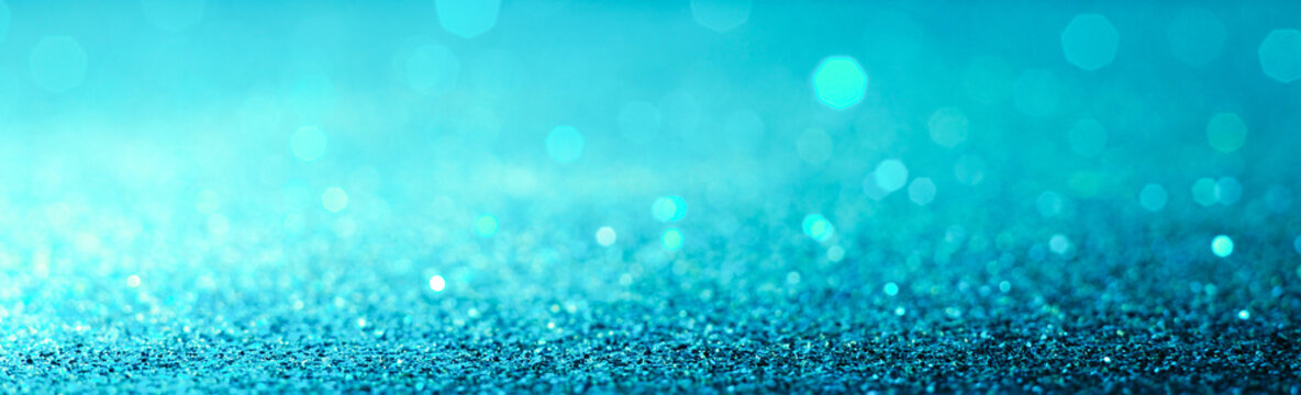 Blue And White Glitter Abstract Bokeh Background Christmas	