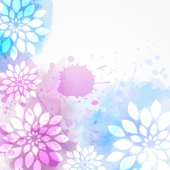 Watercolor background with abstract flowers