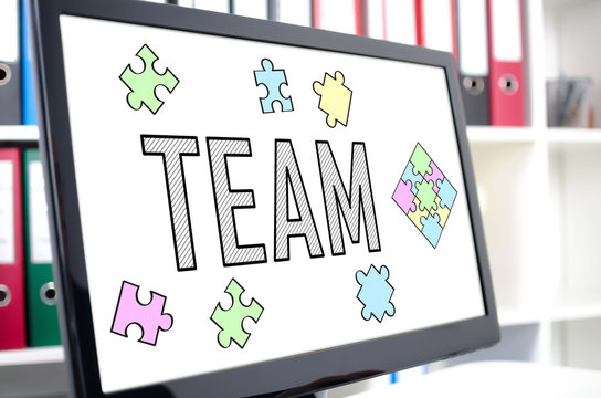 Team concept on a computer screen