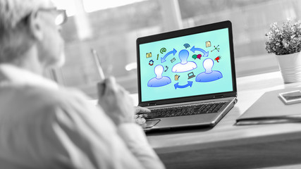 Communication concept on a laptop screen