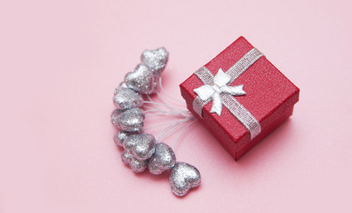 Gift box on festive background.
