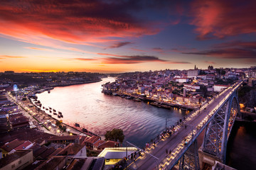 Amazing sunset at Porto, Portugal