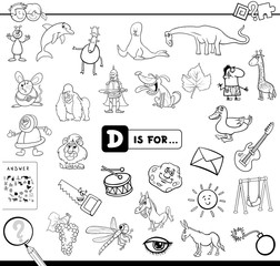 D is for educational game coloring book