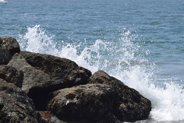 Meer, Wasser, Wellen, Ozean, Gischt, Brandung, Schaum, Fels