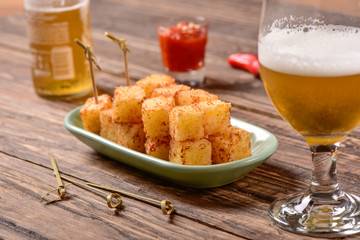 Tapioca squares and pepper jelly