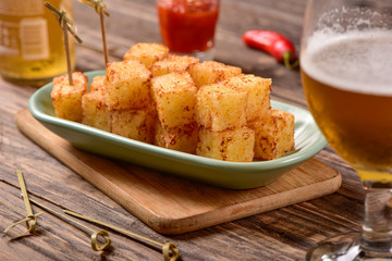 Tapioca squares and pepper jelly
