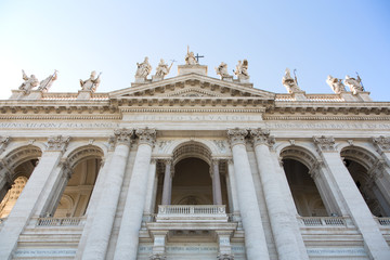 Facade of the Archbasilica of St. John Lateran in Rome, Italy.