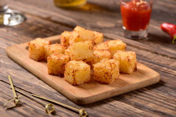 Tapioca squares and pepper jelly